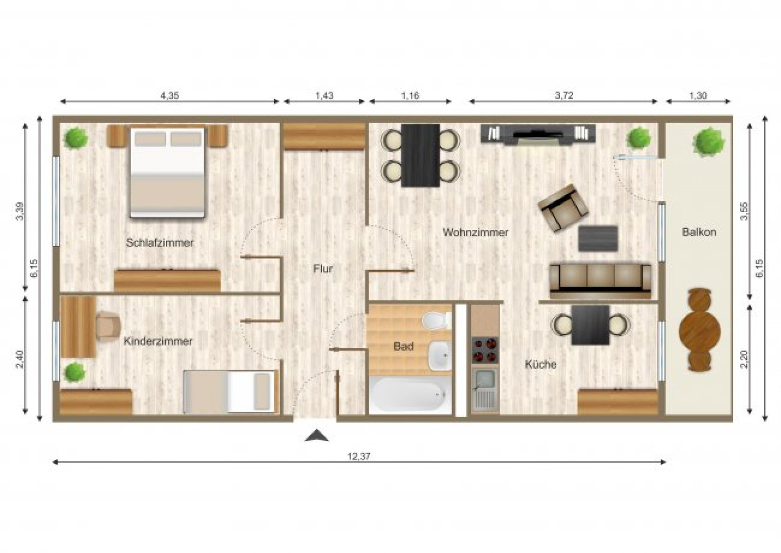 Wohnung, 3 Zimmer (70,67 m²) - Foto 5