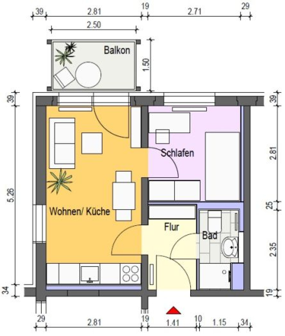 Wohnung, 2 Zimmer (29,4 m²) - Foto 5