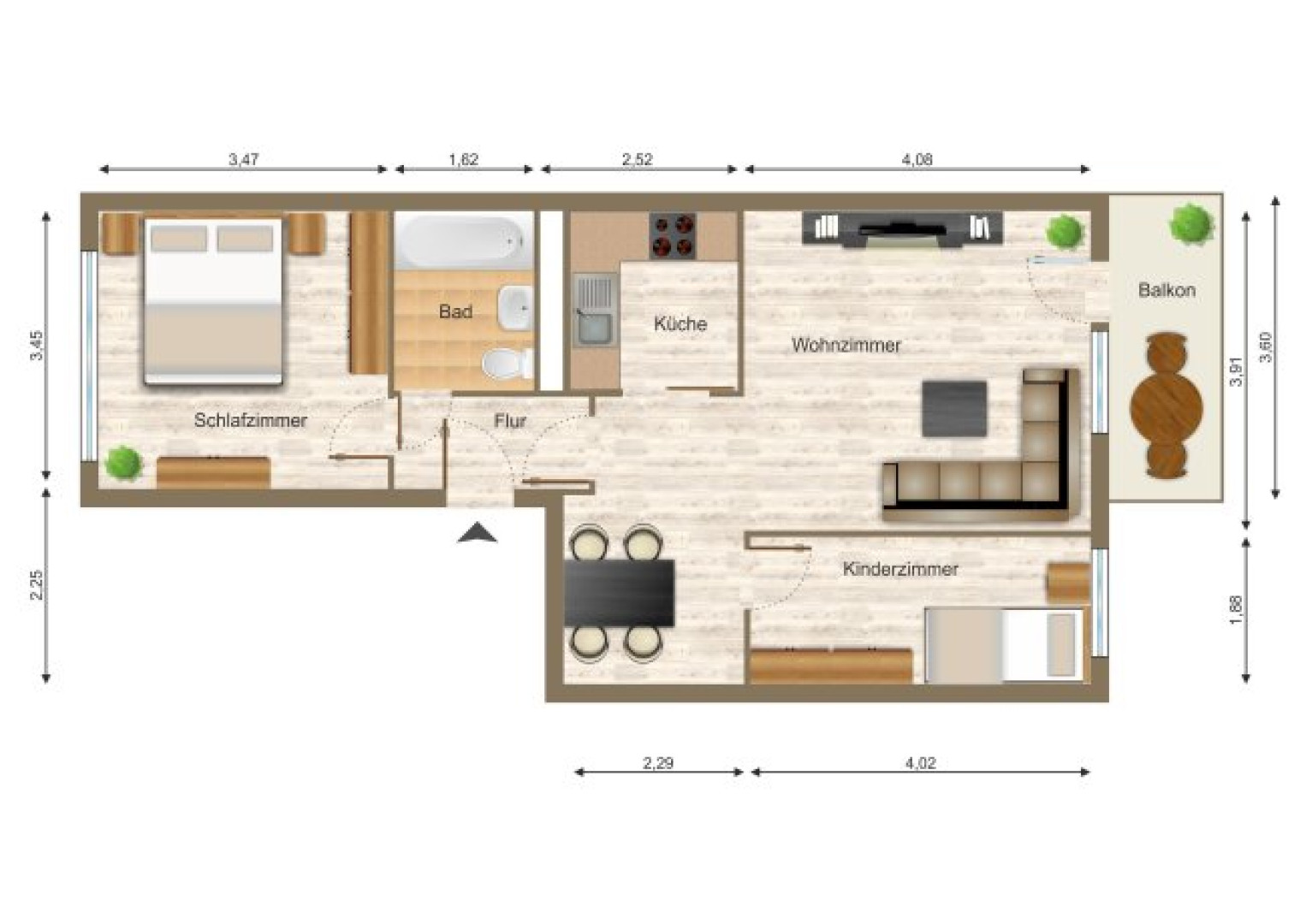 Wohnung, 3 Zimmer (56,39 m²) - Foto 5