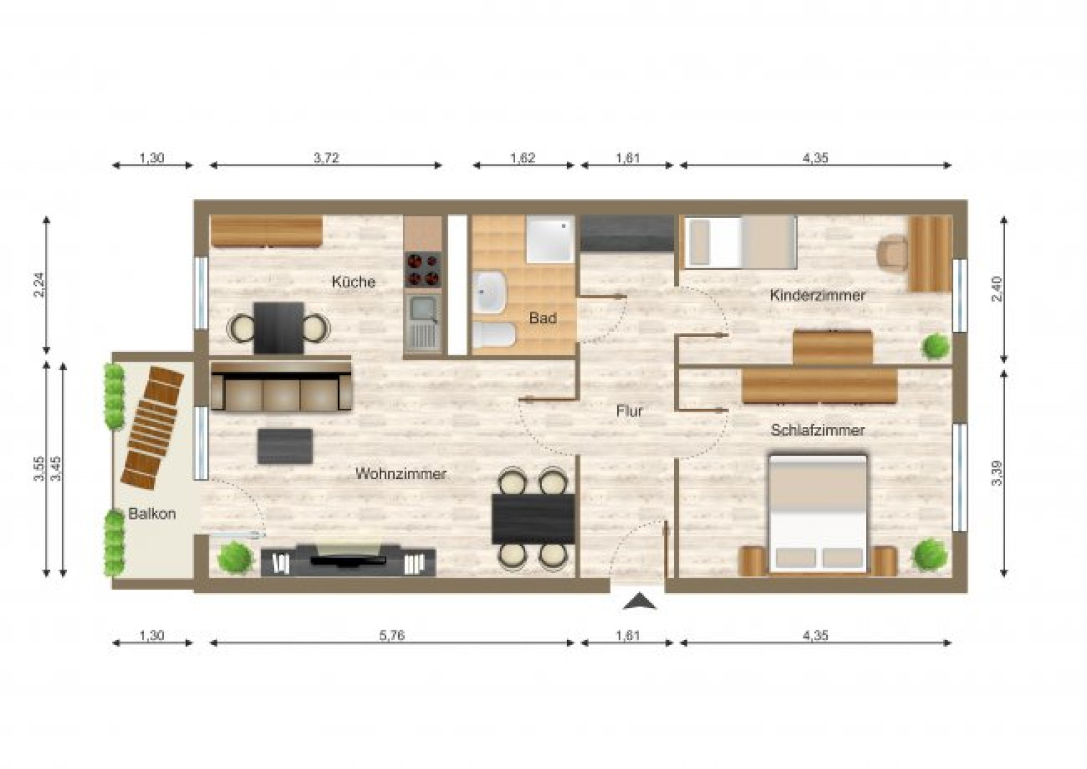 Wohnung, 3 Zimmer (69,07 m²) - Photo 5