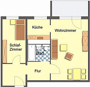 Grundriss Wohnung, 2 Zimmer (49,58 m²), Platanenstraße 22, Gera