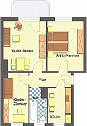 Grundriss Wohnung, 3 Zimmer (62,4 m²), Wiesestraße 234, Gera