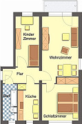 Grundriss Wohnung, 3 Zimmer (59,1 m²), Haeckelstraße 12, Gera