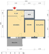 Grundriss Wohnung, 2 Zimmer (43,25 m²), Pößnecker Straße 15, Gera