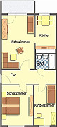 Grundriss Wohnung, 3 Zimmer (69,08 m²), Wartburgstraße 15, Gera