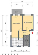 Grundriss Wohnung, 2 Zimmer (59,25 m²), Ebertstraße  13, Gera