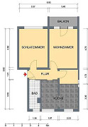 Grundriss Wohnung, 2 Zimmer (59,66 m²), Ebertstraße  15, Gera