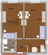 Grundriss Wohnung, 1 Zimmer (25,88 m²), Camburger Straße 95, Jena