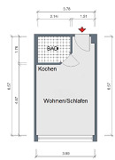 Grundriss Wohnung, 1 Zimmer (24,35 m²), Emil-Höllein-Platz  1, Jena