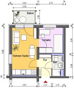 Grundriss Wohnung, 2 Zimmer (29,4 m²), Lusaner Straße 24, Gera