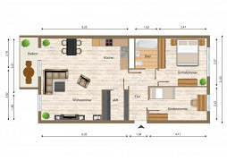 Grundriss Wohnung, 3 Zimmer (69,02 m²), Eichenstraße 12, Gera