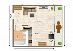 Grundriss Wohnung, 1 Zimmer (35,84 m²), Platanenstraße 9, Gera