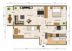 Grundriss Wohnung, 3 Zimmer (59,3 m²), Erich-Weinert-Straße 35, Gera