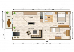 Grundriss Wohnung, 3 Zimmer (69,02 m²), Eichenstraße 12, Gera