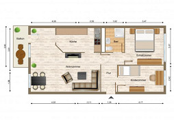 Grundriss Wohnung, 3 Zimmer (69,02 m²), Platanenstraße 12, Gera