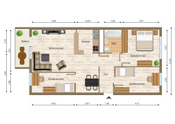 Grundriss Wohnung, 4 Zimmer (69,02 m²), Eichenstraße 20, Gera