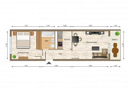 Grundriss Wohnung, 2 Zimmer (41,49 m²), Eichenstraße 24, Gera
