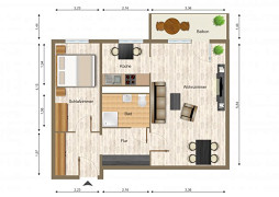 Grundriss Wohnung, 2 Zimmer (49,58 m²), Eichenstraße 2, Gera