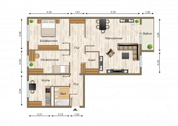 Grundriss Wohnung, 3 Zimmer (88,95 m²), Saalfelder Straße 17, Gera
