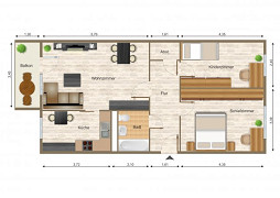 Grundriss Wohnung, 3 Zimmer (69,07 m²), Saalfelder Straße 19, Gera