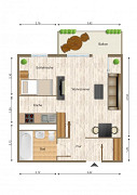 Grundriss Wohnung, 1 Zimmer (35,12 m²), Saalfelder Straße 1, Gera