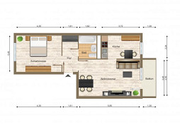 Grundriss Wohnung, 2 Zimmer (55,2 m²), Kretschmerstraße 34, Gera