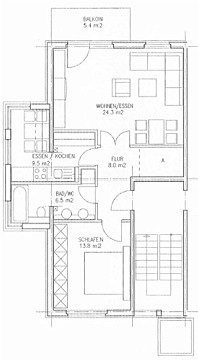 Grundriss - Wohnung, 2 Zimmer (64,73 m²), Eiselstraße 141, Gera