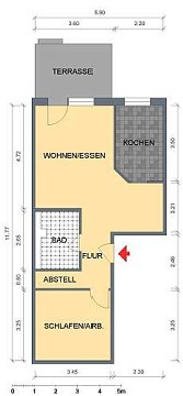Grundriss - Wohnung, 2 Zimmer (62,22 m²), Eiselstraße 155, Gera