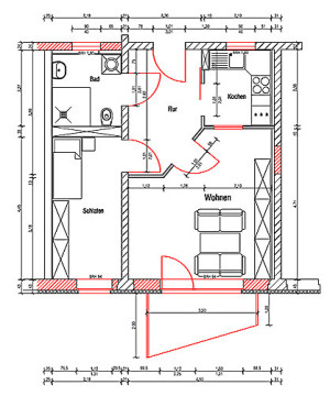 Grundriss - Wohnung, 2 Zimmer (47,2 m²), Grüner Weg  65, Gera