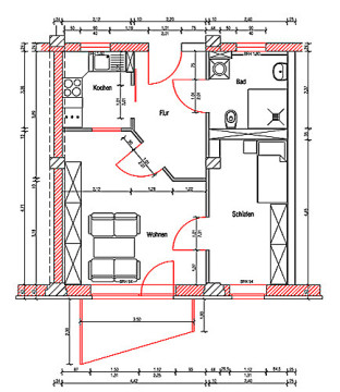 Grundriss - Wohnung, 2 Zimmer (48,2 m²), Grüner Weg  65, Gera