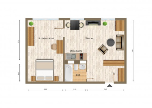 Grundriss - Wohnung, 2 Zimmer (53 m²), Otto-Militzer-Straße 1, Jena