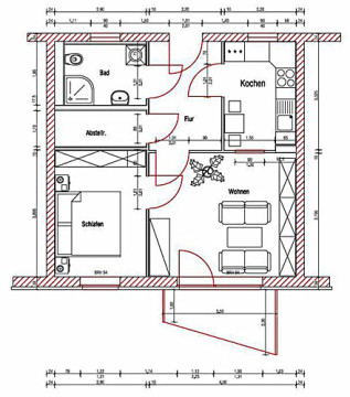 Grundriss - Wohnung, 2 Zimmer (52,3 m²), Grüner Weg  65, Gera