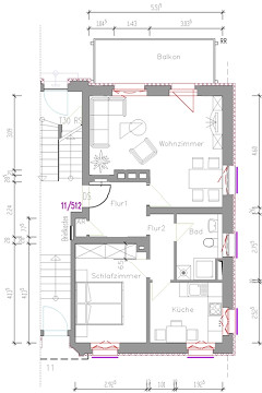 Grundriss - Wohnung, 2 Zimmer (59,3 m²), Herweghstraße  11, Gera