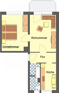 Grundriss - Wohnung, 2 Zimmer (49,21 m²), Walter-Gerber-Straße 22, Gera