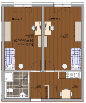 Grundriss - Wohnung, 1 Zimmer (26,78 m²), Camburger Straße 95, Jena