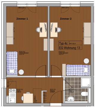 Grundriss - Wohnung, 1 Zimmer (25,88 m²), Camburger Straße 95, Jena