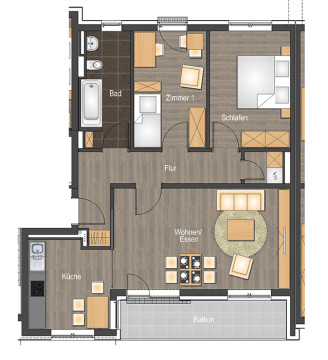 Grundriss - Wohnung, 3 Zimmer (82,5 m²), Heinrich-Schütz-Weg 3, Jena