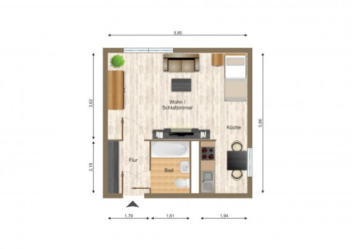 Grundriss - Mit Einbauküche!, Zeulsdorfer Straße 61, Gera