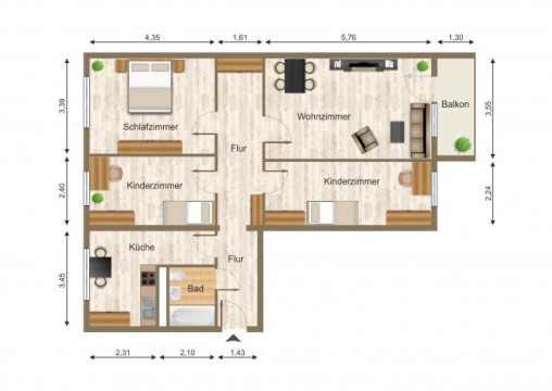 Grundriss - Großzügige Familienwohnung!, Franz-Stephan-Straße 8, Gera