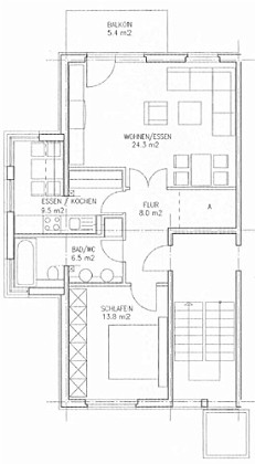 Grundriss Wohnung, 2 Zimmer (64,73 m²), Eiselstraße 141, Gera