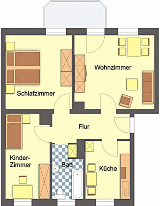 Grundriss Wohnung, 3 Zimmer (64,7 m²), Wiesestraße 240, Gera