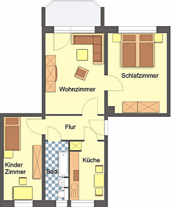 Grundriss Wohnung, 3 Zimmer (60,2 m²), Dr.-Th.-Neubauer-Str. 40, Gera