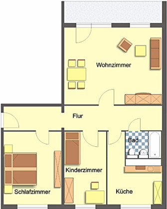 Grundriss Möblierte Wohnung!, Franz-Stephan-Straße 2, Gera