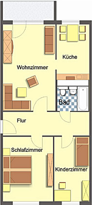 Grundriss Wohnung, 3 Zimmer (69,08 m²), Wartburgstraße 15, Gera