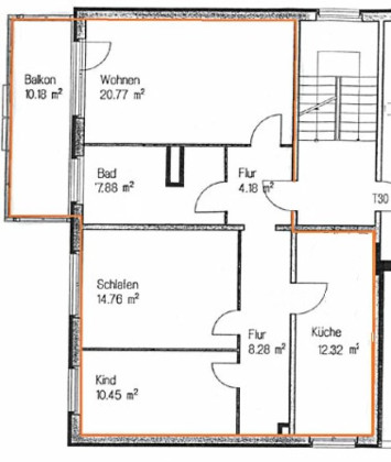 Grundriss Wohnung, 3 Zimmer (84,11 m²), Pößnecker Straße 18, Gera