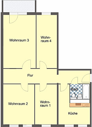 Grundriss Wohnung, 1 Zimmer (22,42 m²), Ziegelberg 15, Gera