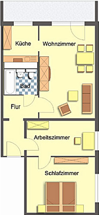 Grundriss Wohnung, 3 Zimmer (64,22 m²), Kastanienstraße 13, Gera