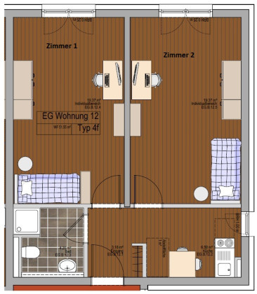Grundriss Wohnung, 1 Zimmer (25,88 m²), Camburger Straße 95, Jena