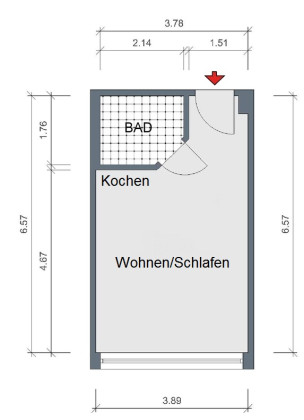 Grundriss Wohnung, 1 Zimmer (24,35 m²), Emil-Höllein-Platz  1, Jena