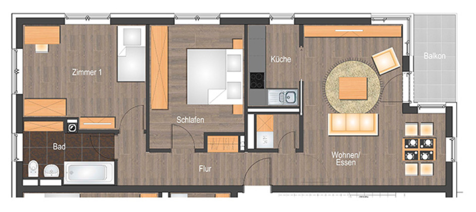 Grundriss Wohnung, 3 Zimmer (79,44 m²), Carl-Orff-Straße 2b, Jena